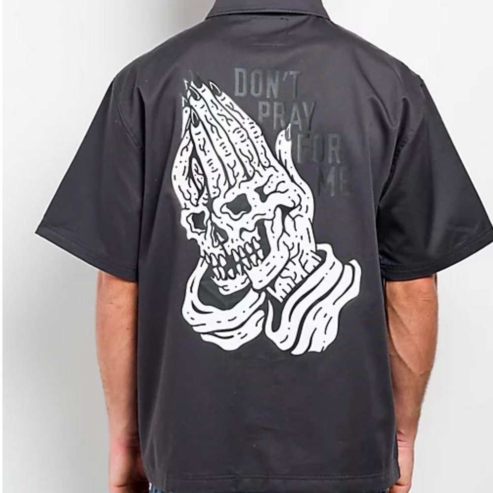 Lurking class Men's Charcoal Graphic Button Down Shirt size XXL NWT